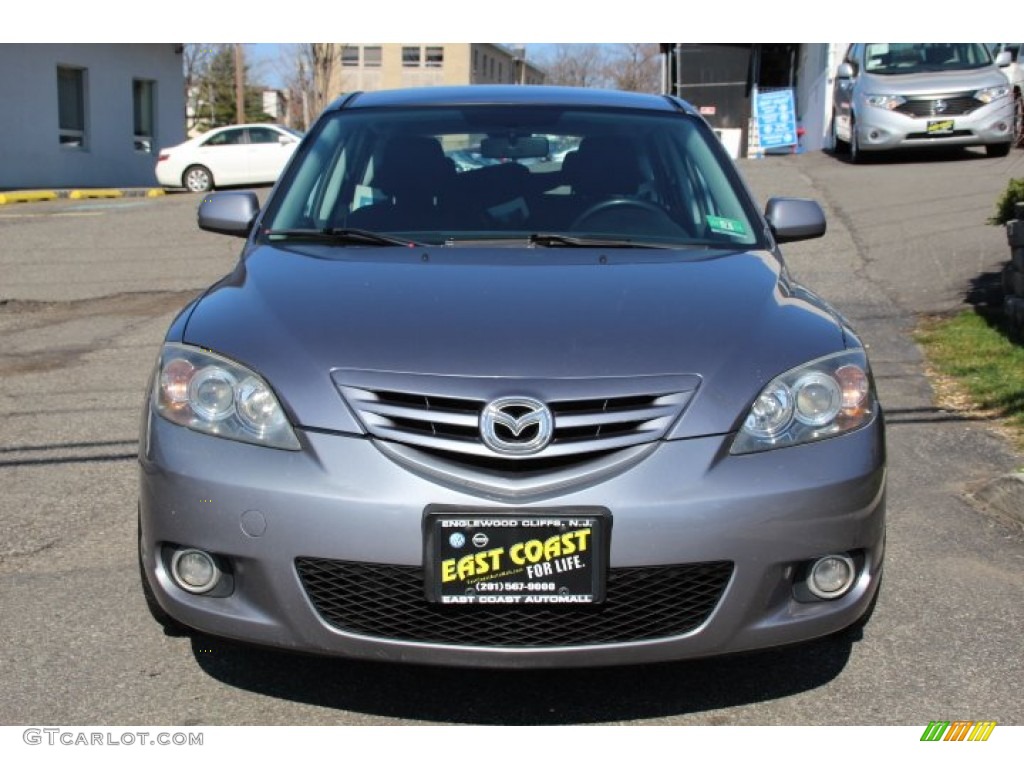 2004 MAZDA3 s Hatchback - Titanium Gray Metallic / Black/Blue photo #2