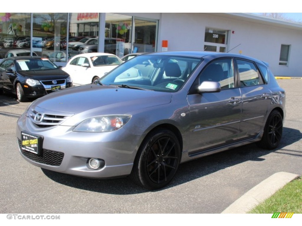 2004 MAZDA3 s Hatchback - Titanium Gray Metallic / Black/Blue photo #3