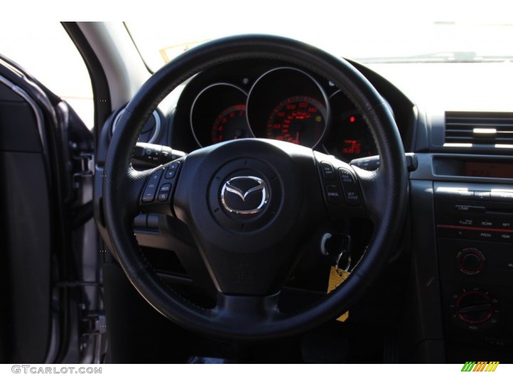 2004 MAZDA3 s Hatchback - Titanium Gray Metallic / Black/Blue photo #14