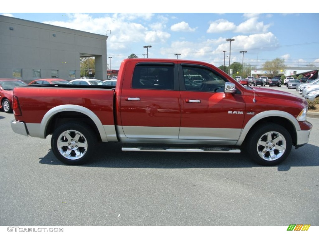 2009 Ram 1500 Laramie Crew Cab 4x4 - Inferno Red Crystal Pearl / Dark Slate Gray photo #6