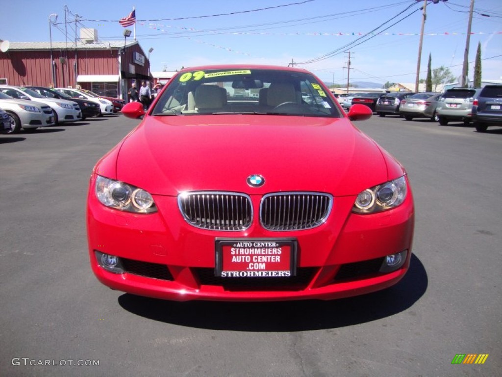 2009 3 Series 328i Convertible - Crimson Red / Cream Beige Dakota Leather photo #2