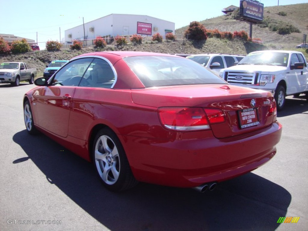 2009 3 Series 328i Convertible - Crimson Red / Cream Beige Dakota Leather photo #5