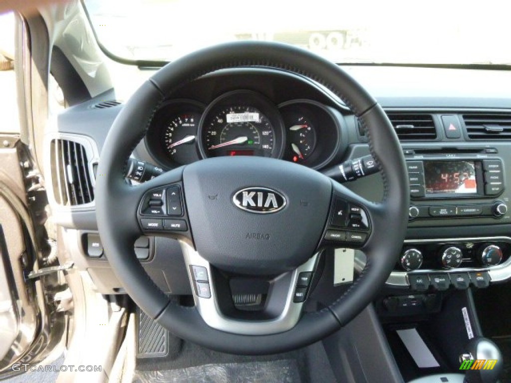 2014 Kia Rio EX Black Steering Wheel Photo #92390178