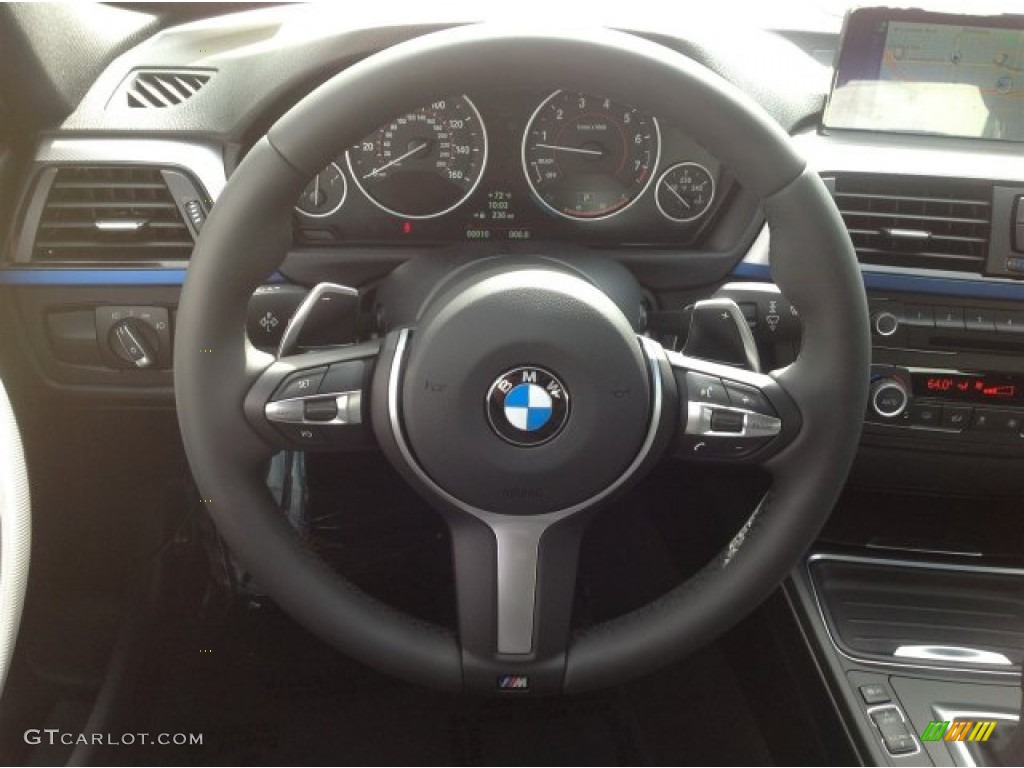 2014 BMW 3 Series 335i Sedan Black Steering Wheel Photo #92394410