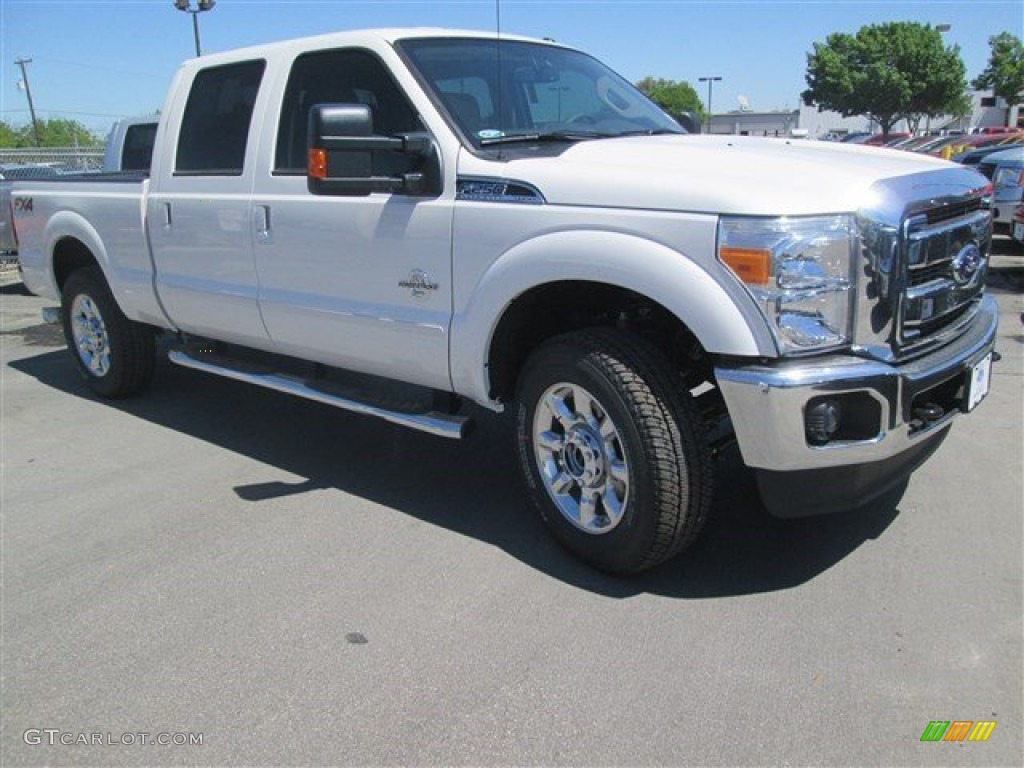 2014 F250 Super Duty Lariat Crew Cab 4x4 - White Platinum Tri-Coat / Adobe photo #5