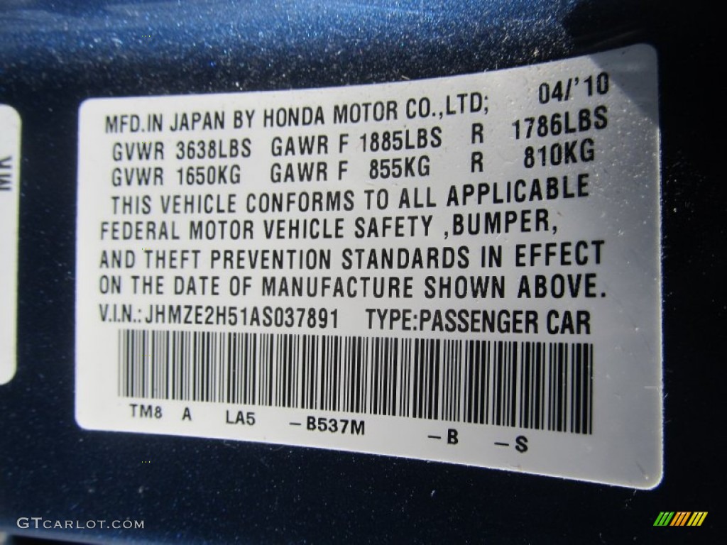 2010 Insight Hybrid LX - Atomic Blue Metallic / Gray photo #19