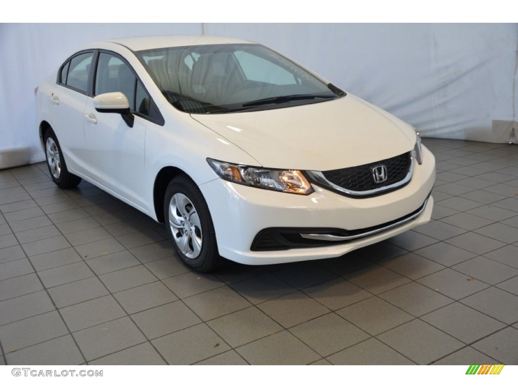 2014 Civic LX Sedan - White Orchid Pearl / Beige photo #1