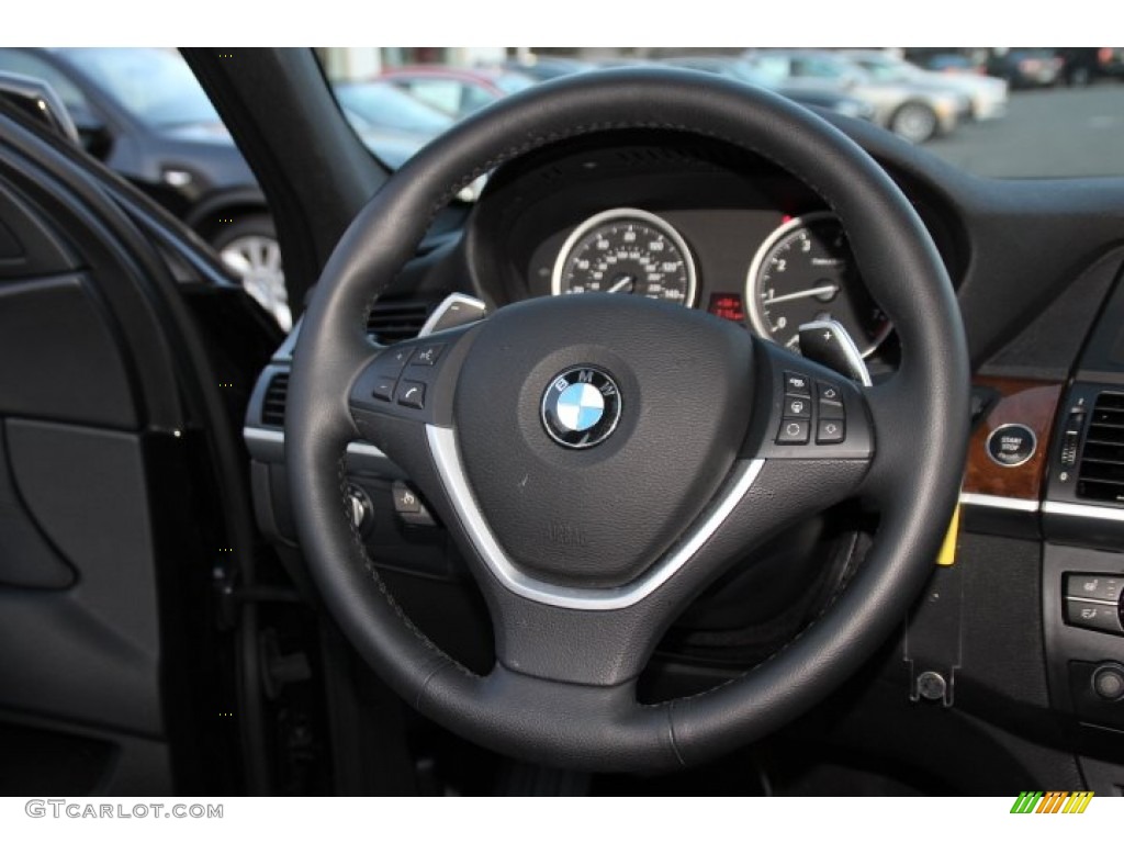 2014 BMW X6 xDrive50i Black Steering Wheel Photo #92436265
