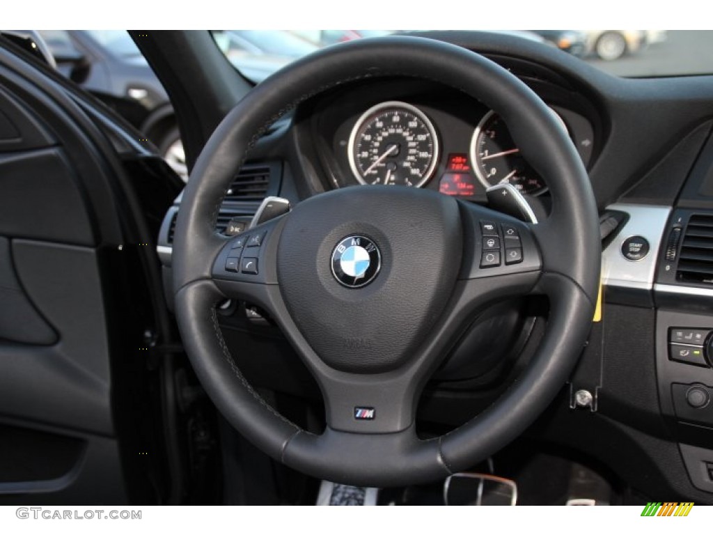 2014 BMW X6 xDrive50i Black Steering Wheel Photo #92436985
