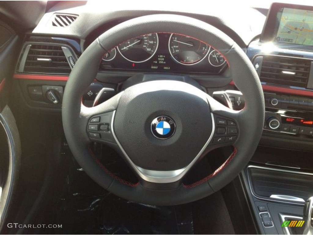 2014 BMW 4 Series 428i Convertible Black Steering Wheel Photo #92441023