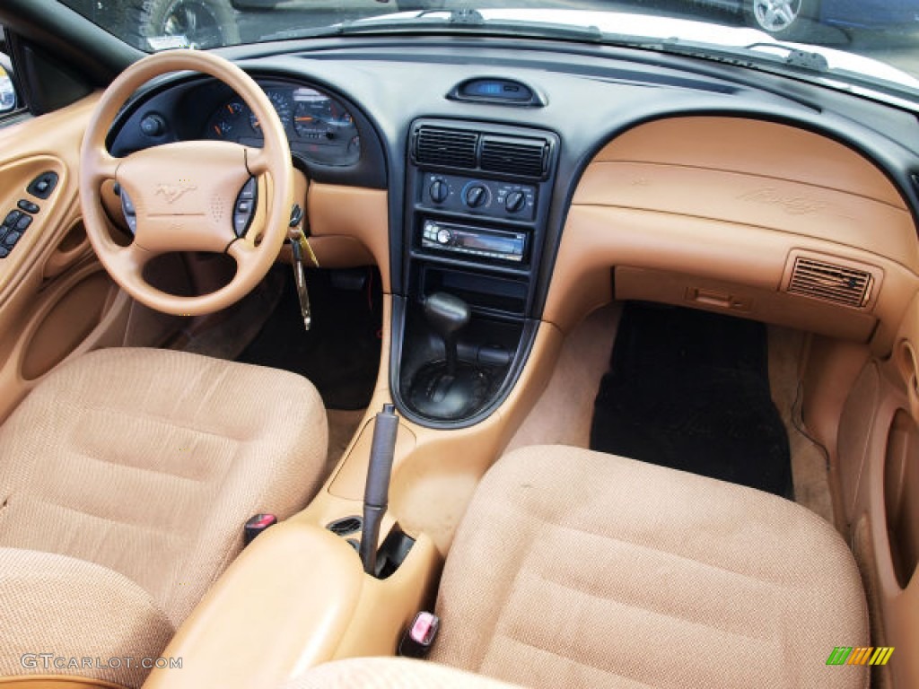 1997 Mustang V6 Convertible - Crystal White / Saddle photo #10