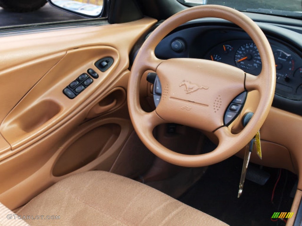 1997 Ford Mustang V6 Convertible Saddle Steering Wheel Photo #92442685