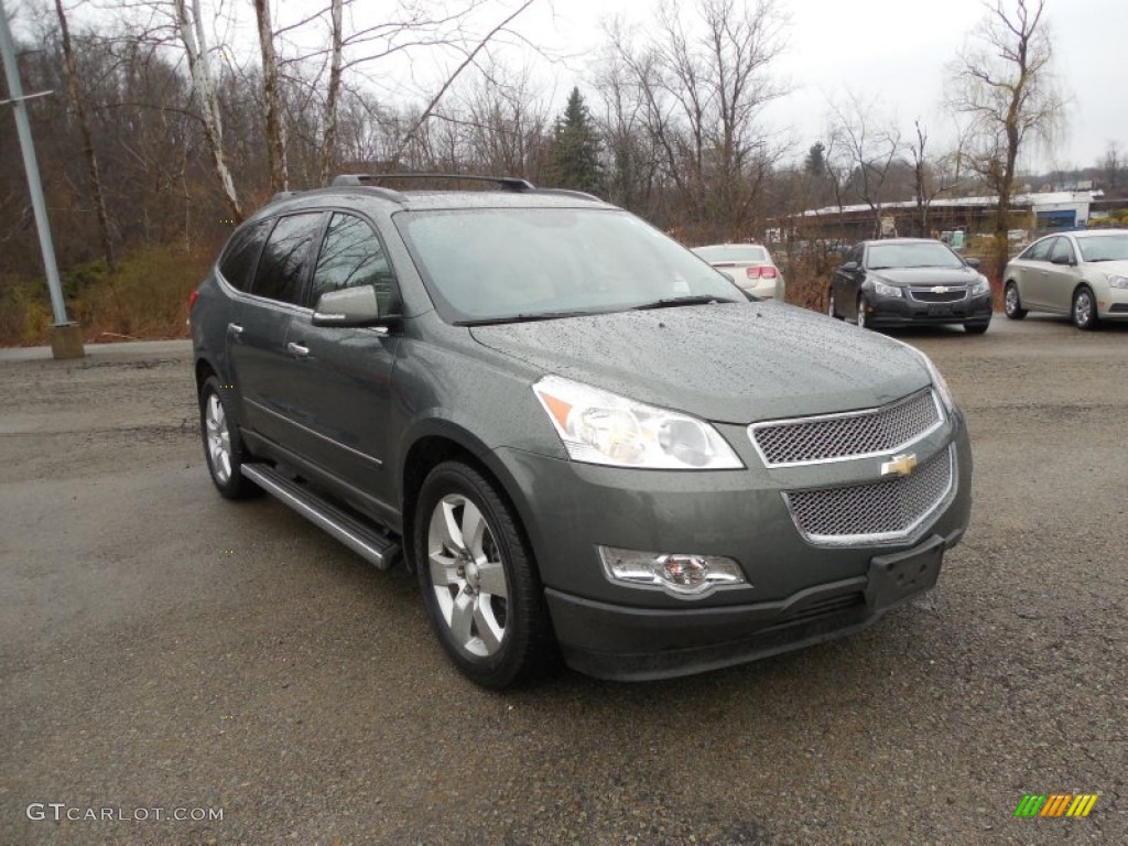 2011 Traverse LTZ AWD - Steel Green Metallic / Cashmere/Ebony photo #9
