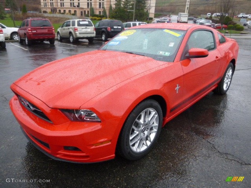 2013 Mustang V6 Premium Coupe - Race Red / Saddle photo #5
