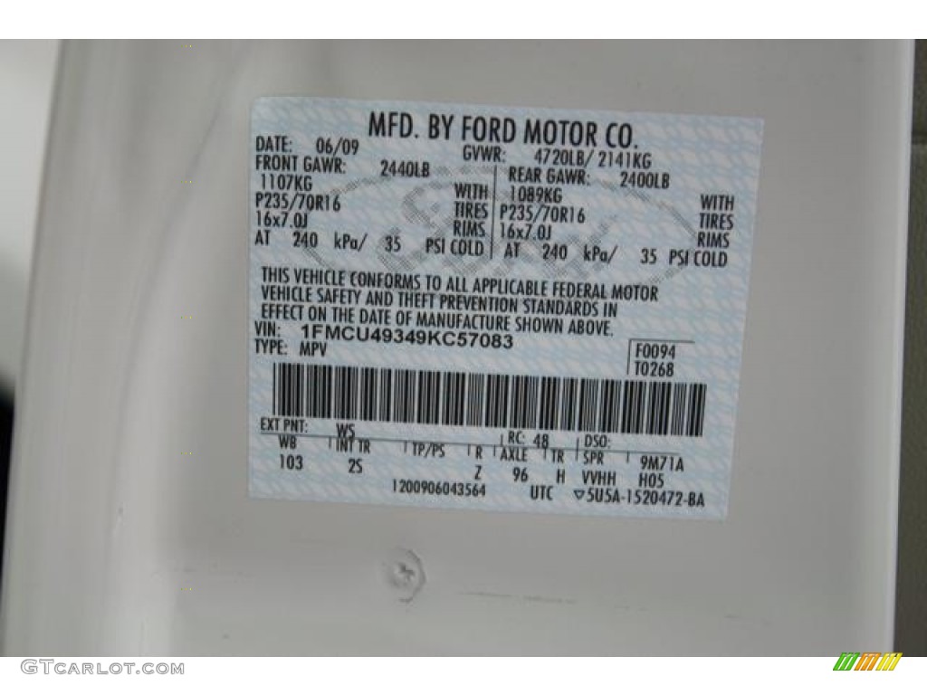 2009 Escape Hybrid - Oxford White / Stone photo #15