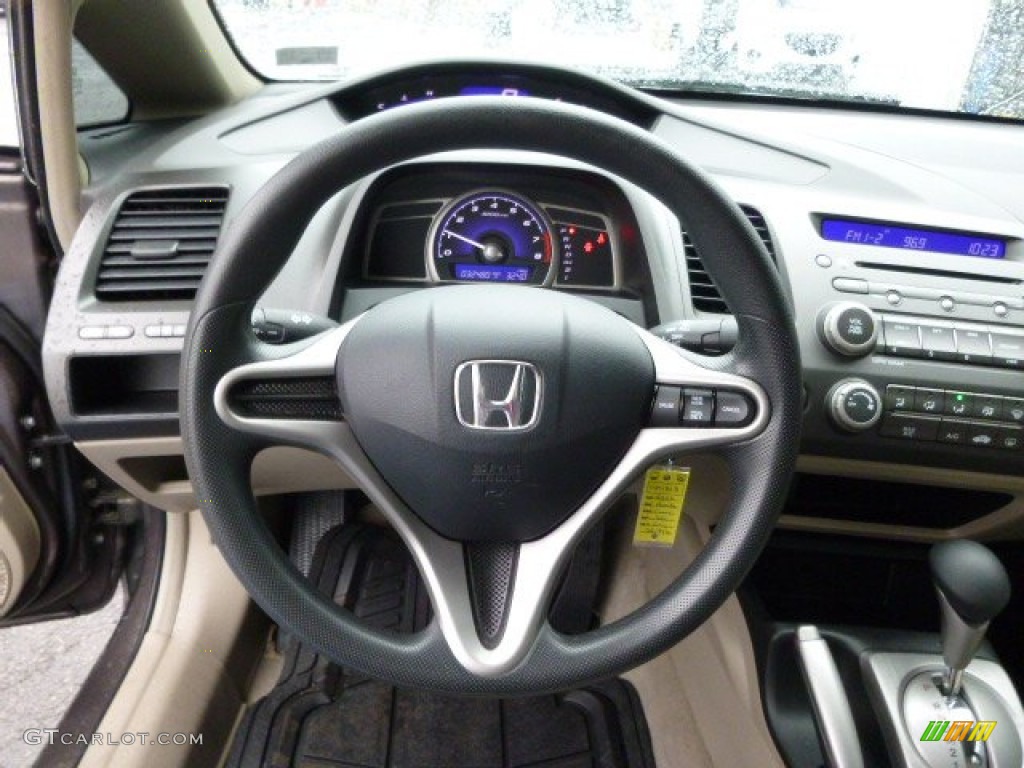 2009 Honda Civic LX Sedan Beige Steering Wheel Photo #92459998