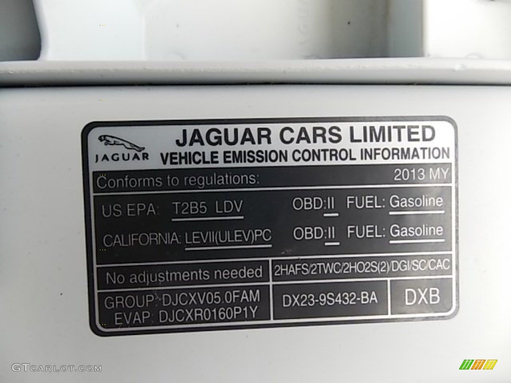 2013 Jaguar XJ XJL Supercharged Info Tag Photo #92461786
