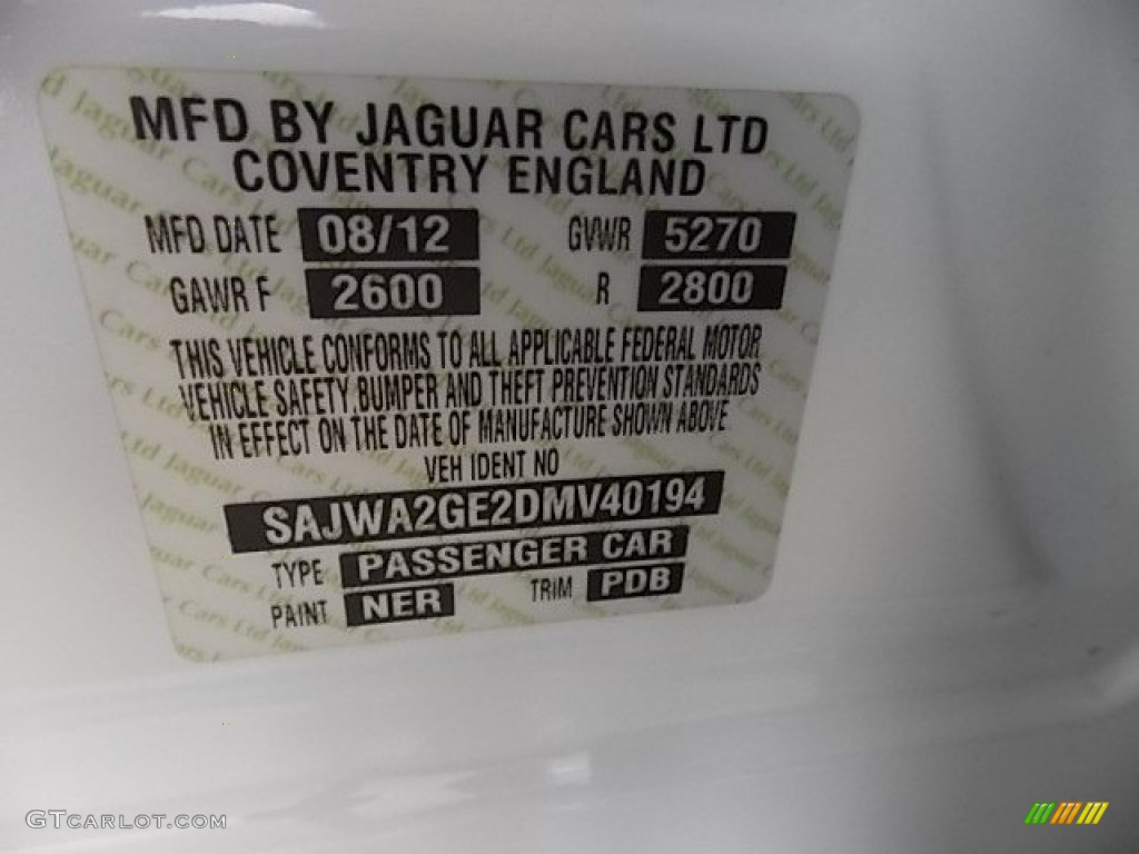 2013 XJ Color Code NER for Polaris White Photo #92461831