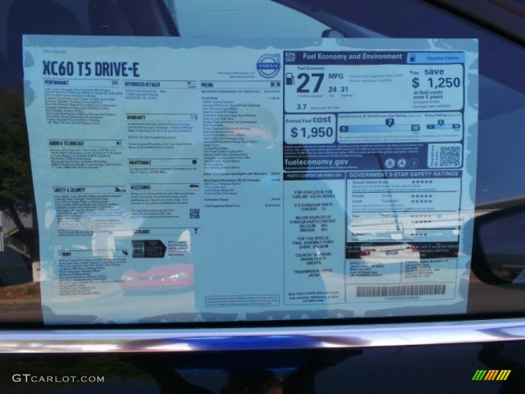 2015 Volvo XC60 T5 Drive-E Window Sticker Photo #92469469
