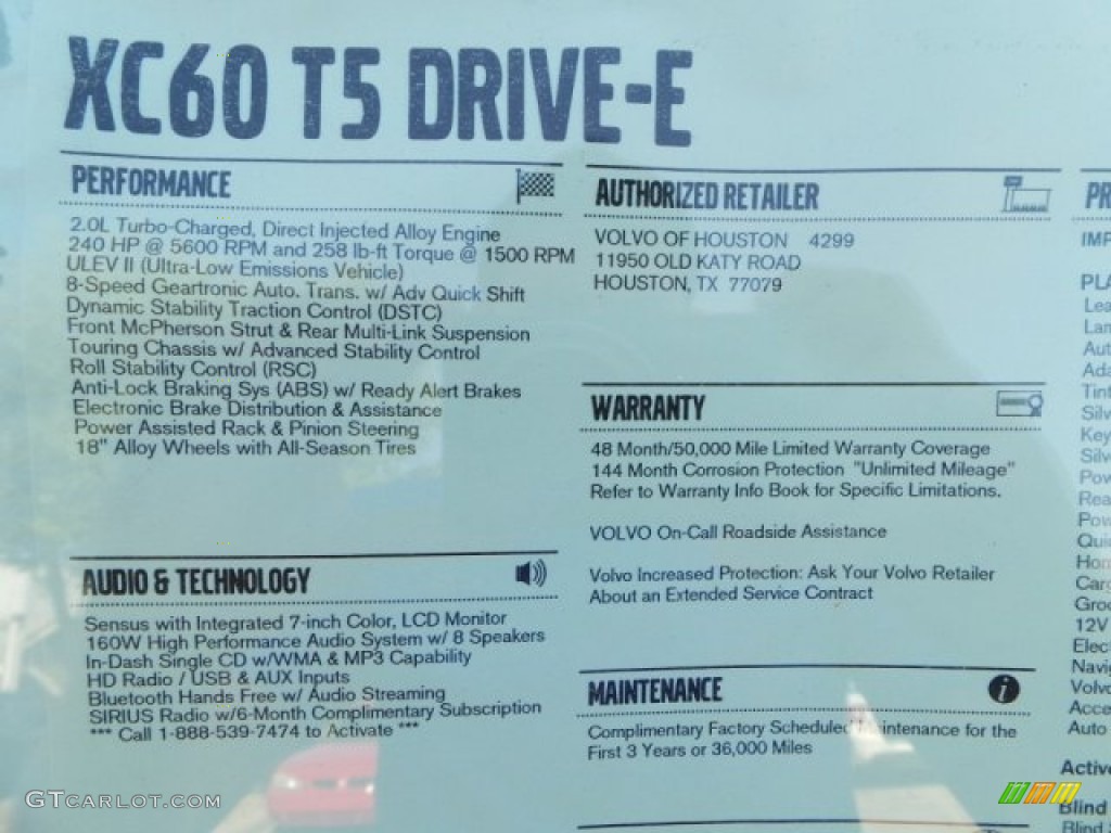 2015 Volvo XC60 T5 Drive-E Window Sticker Photo #92469499