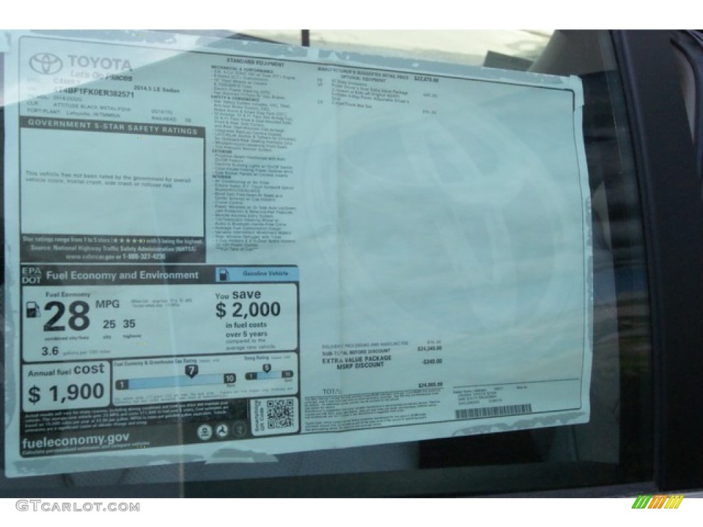 2014 Camry LE - Attitude Black Metallic / Ash photo #10