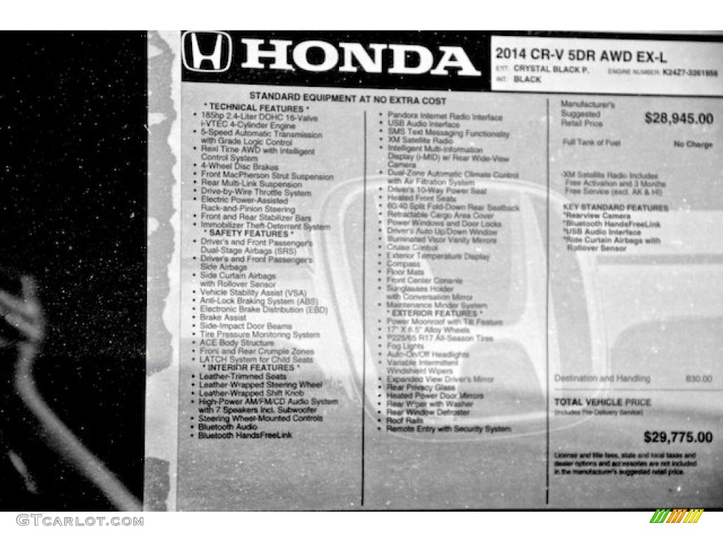 2014 CR-V EX-L AWD - Crystal Black Pearl / Black photo #19