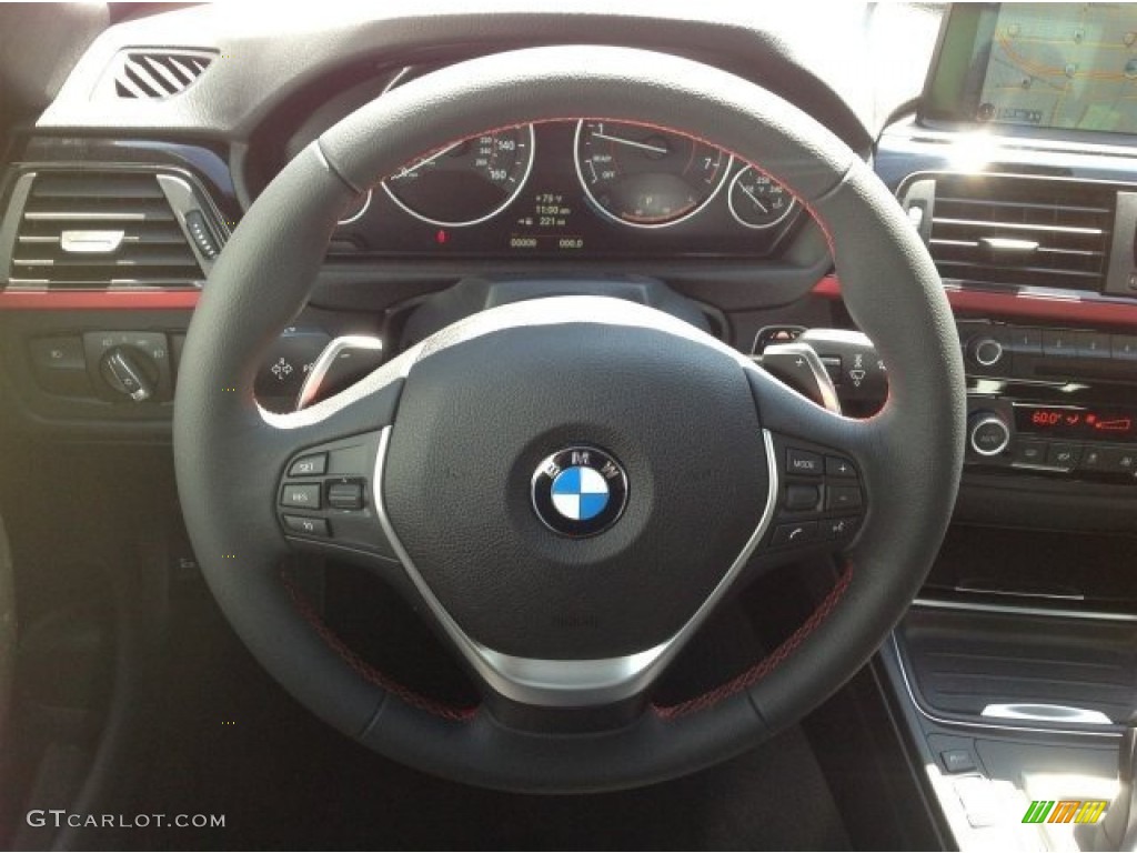 2014 BMW 4 Series 428i Convertible Black Steering Wheel Photo #92499393