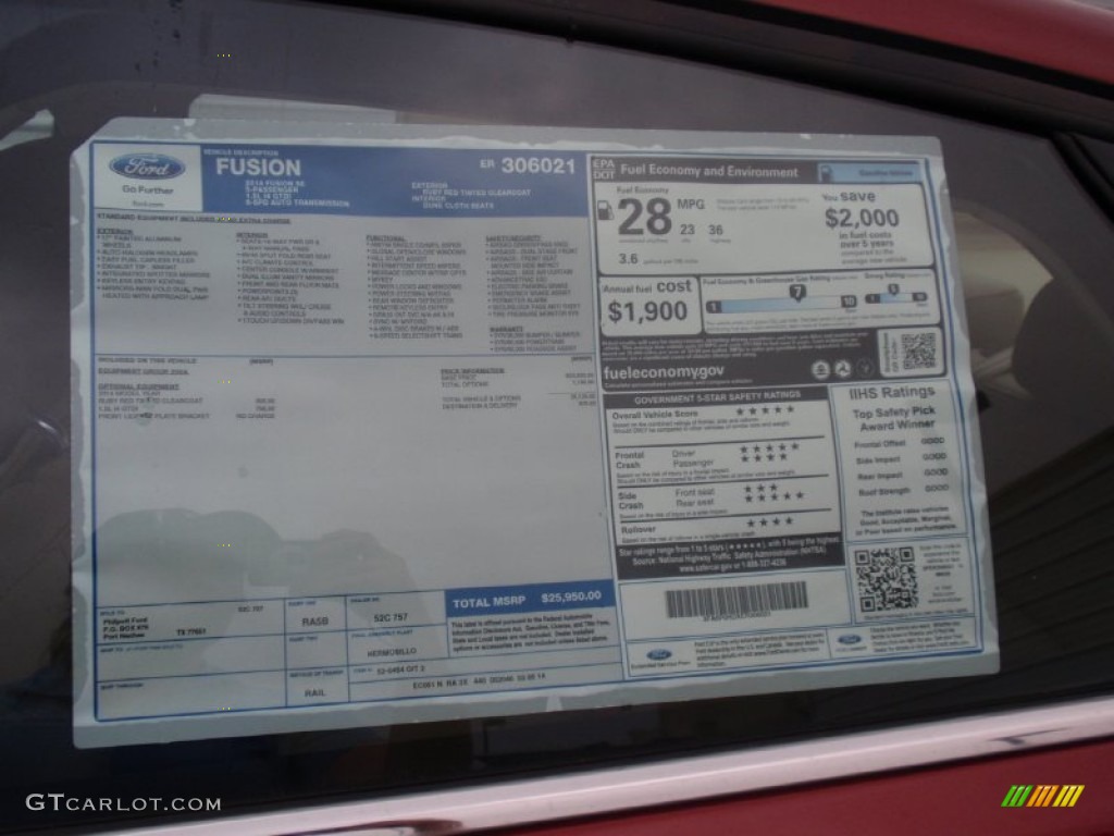 2014 Fusion SE EcoBoost - Ruby Red / Dune photo #35