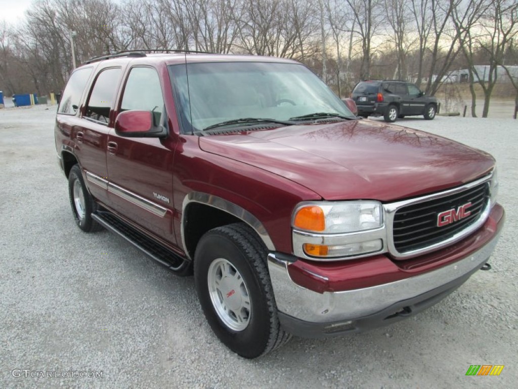 2001 Yukon SLT 4x4 - Garnet Red Metallic / Neutral Tan/Shale photo #6
