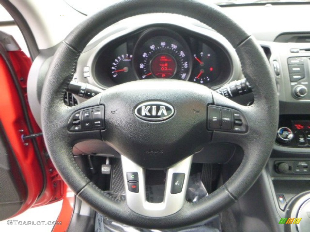 2012 Kia Sportage EX AWD Black Steering Wheel Photo #92508648