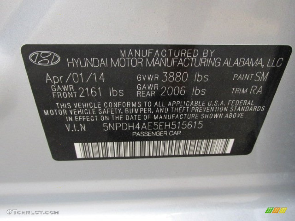 2014 Elantra SE Sedan - Silver / Gray photo #15