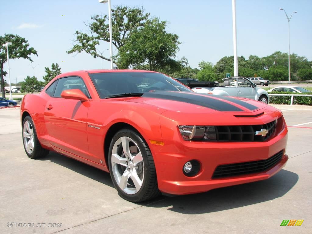 2010 Camaro SS Coupe - Inferno Orange Metallic / Black photo #7