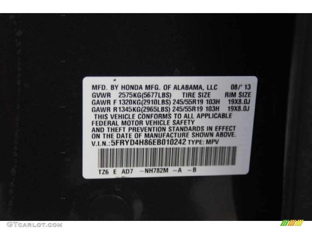 2014 MDX Color Code NH782M for Graphite Luster Metallic Photo #92538834