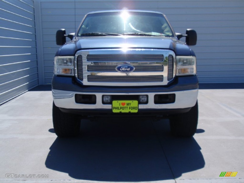 2006 F250 Super Duty Lariat Crew Cab 4x4 - Medium Wedgewood Blue Metallic / Tan photo #8