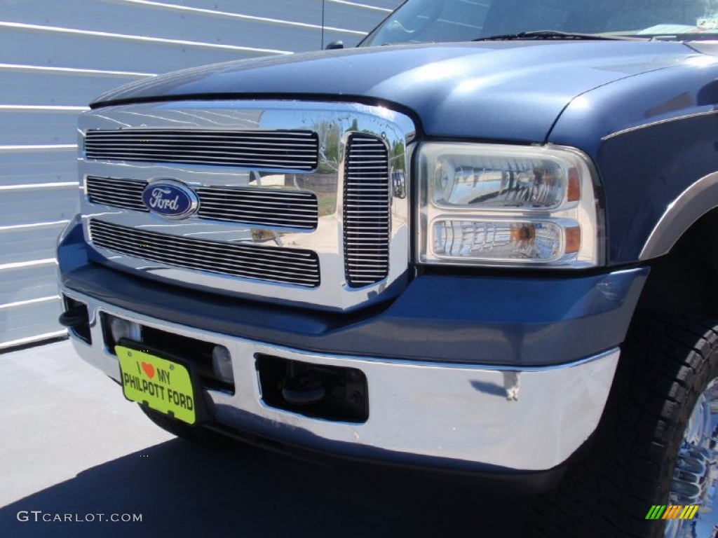 2006 F250 Super Duty Lariat Crew Cab 4x4 - Medium Wedgewood Blue Metallic / Tan photo #11