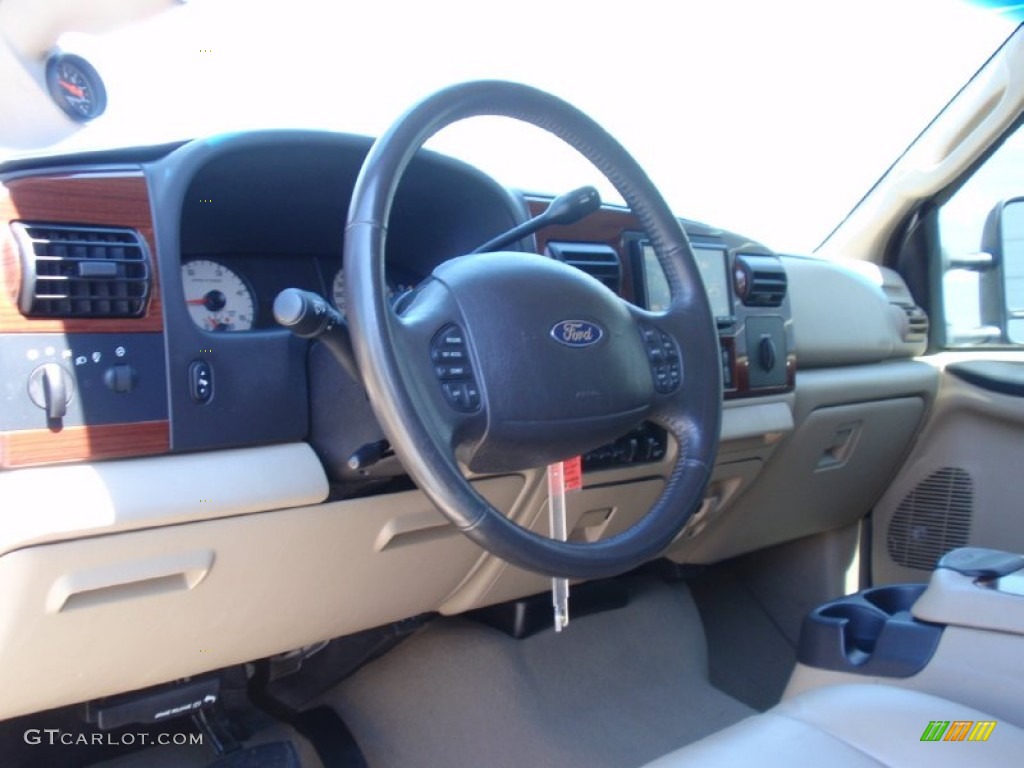 2006 F250 Super Duty Lariat Crew Cab 4x4 - Medium Wedgewood Blue Metallic / Tan photo #35