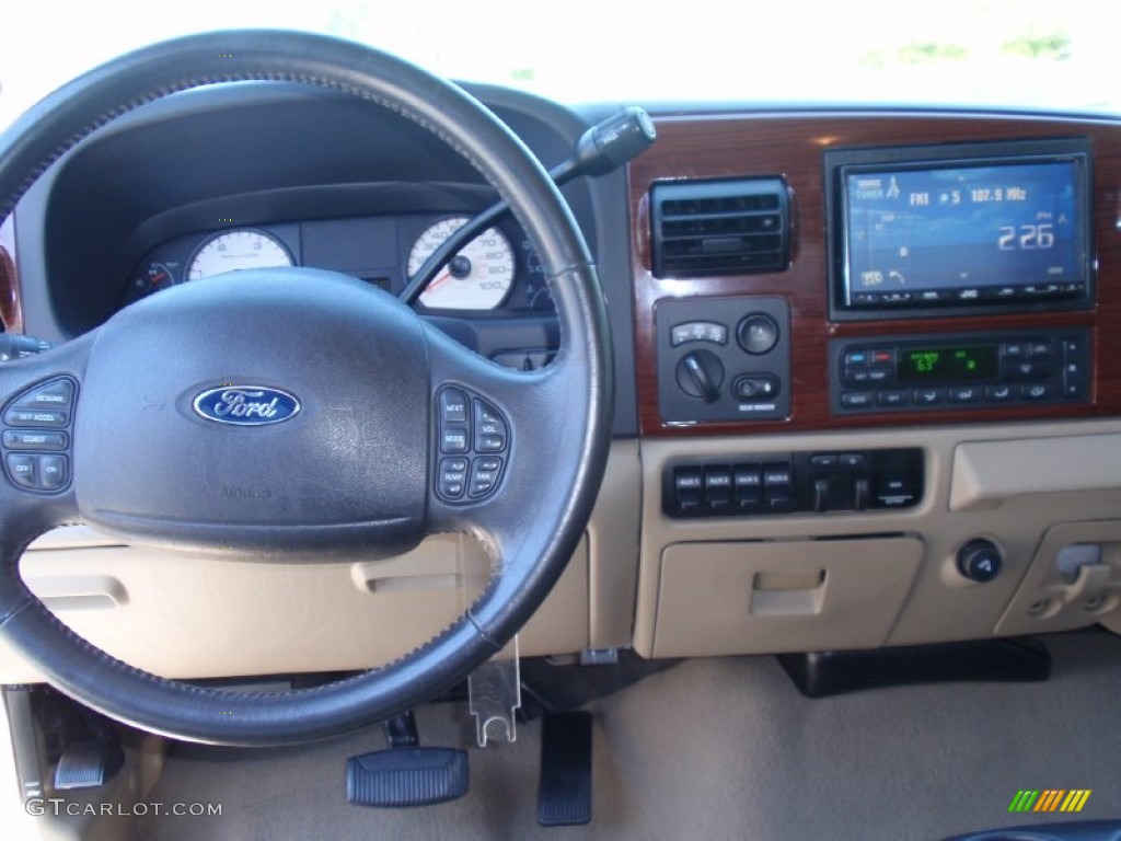 2006 F250 Super Duty Lariat Crew Cab 4x4 - Medium Wedgewood Blue Metallic / Tan photo #39