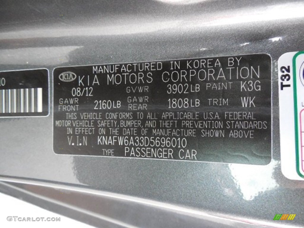 2013 Forte Koup Color Code K3g For Gunmetal Gray Photo
