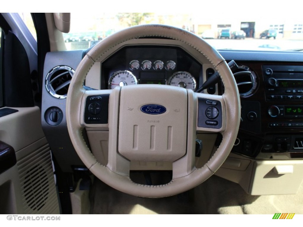 2008 Ford F350 Super Duty XLT Crew Cab 4x4 Dually Camel Steering Wheel Photo #92548611