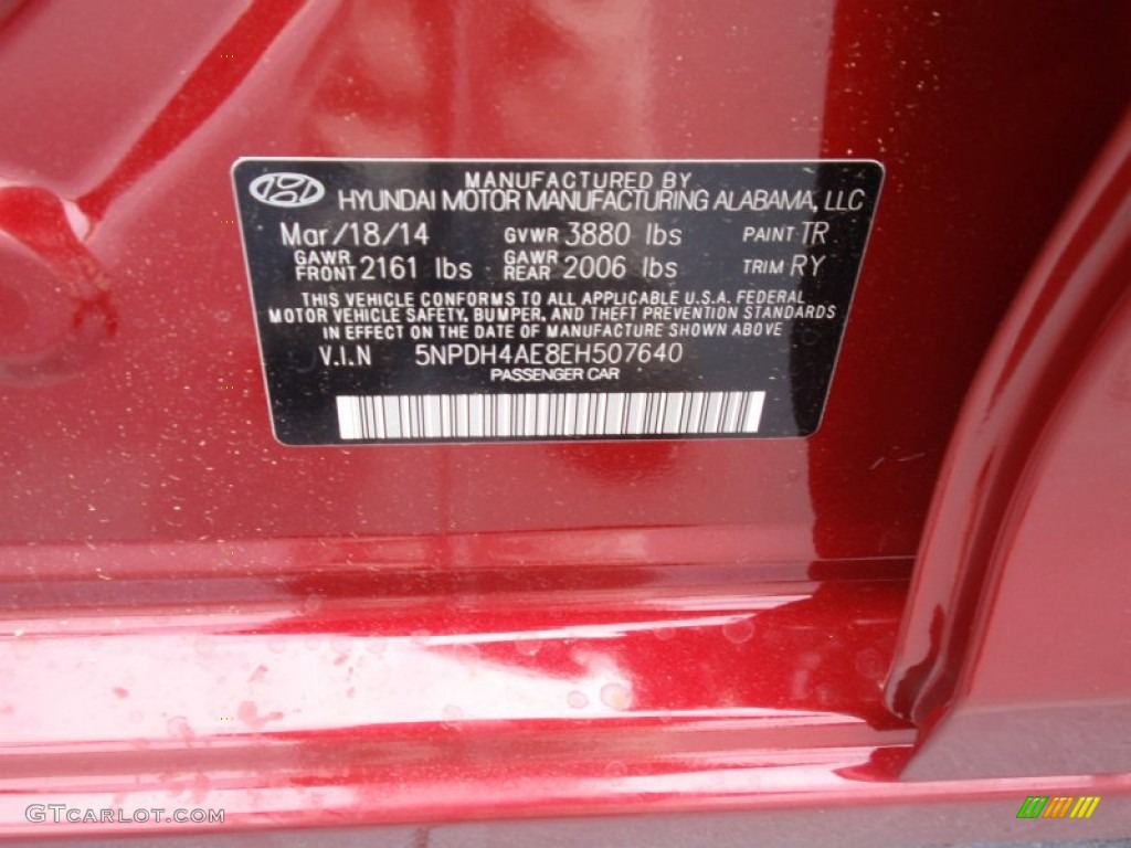 2014 Elantra Limited Sedan - Red / Black photo #35