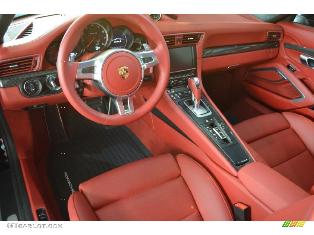 Carrera Red Natural Leather Interior 2014 Porsche 911 Turbo S Coupe Photo #92563487