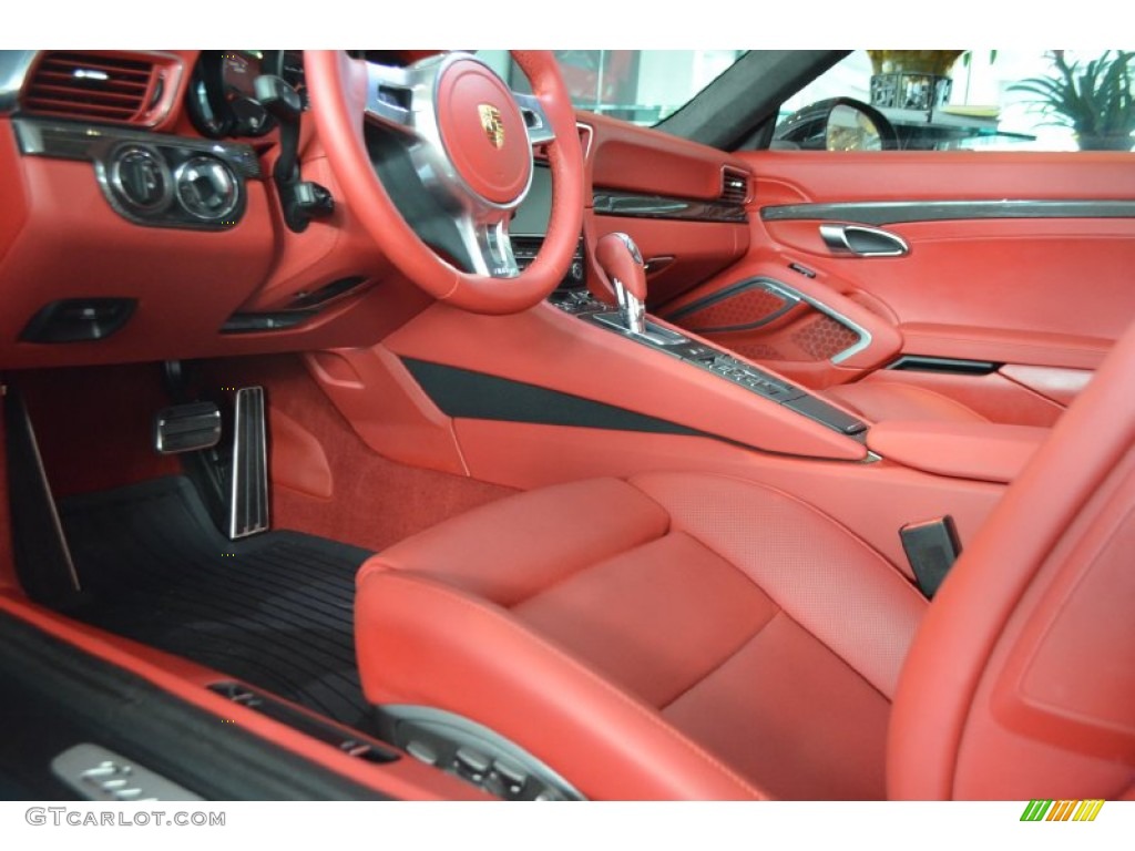 Carrera Red Natural Leather Interior 2014 Porsche 911 Turbo S Coupe Photo #92563514
