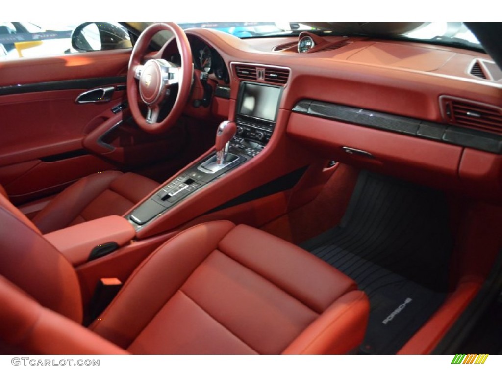 2014 Porsche 911 Turbo S Coupe Carrera Red Natural Leather Dashboard Photo #92563625