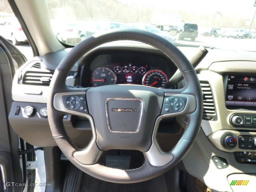 2015 GMC Yukon XL Denali 4WD Denali Cocoa/Dark Atmosphere Steering Wheel Photo #92566607