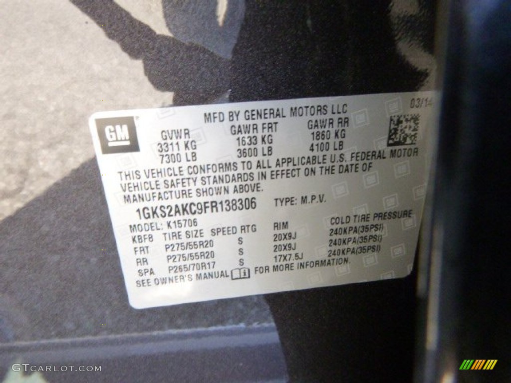 2015 GMC Yukon SLE 4WD Info Tag Photo #92568308