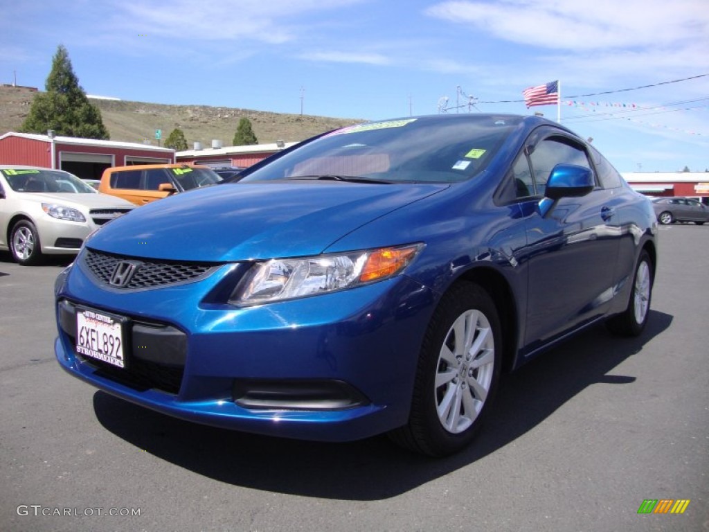 2012 Civic EX Coupe - Dyno Blue Pearl / Gray photo #3