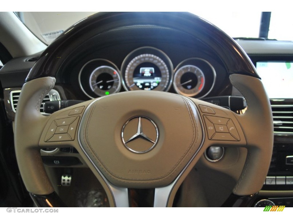 2013 Mercedes-Benz CLS 550 4Matic Coupe Almond/Mocha Steering Wheel Photo #92574206