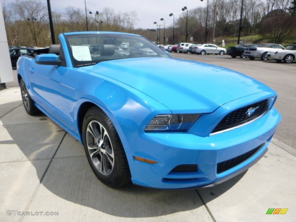 2014 Mustang V6 Premium Convertible - Grabber Blue / Charcoal Black photo #7