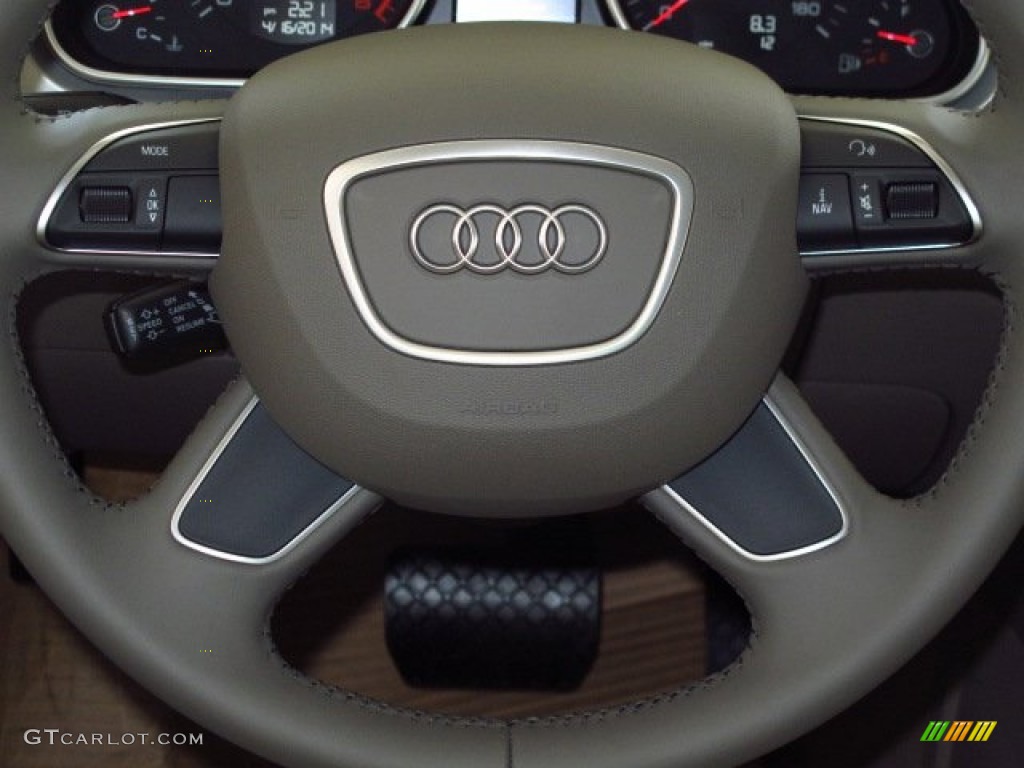 2014 Audi Q7 3.0 TFSI quattro Cardamom Beige Steering Wheel Photo #92582900