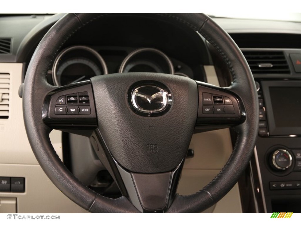 2012 Mazda CX-9 Grand Touring AWD Sand Steering Wheel Photo #92592587